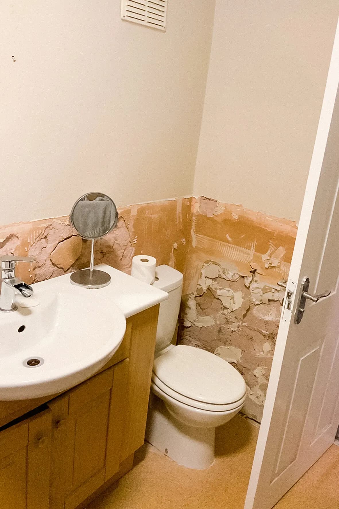 Before · water damage exposed