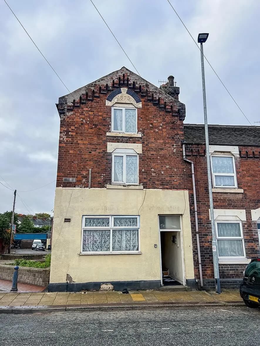 Before · exterior of the Burslem terrace