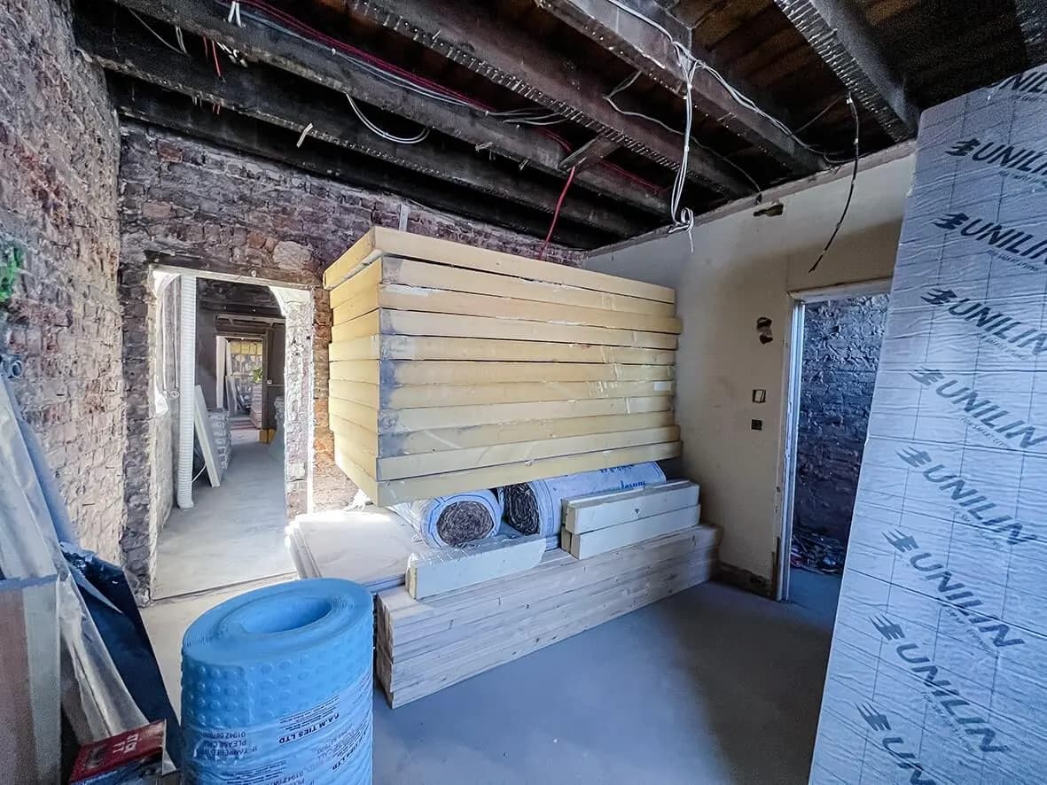 50% · insulated plasterboard going up