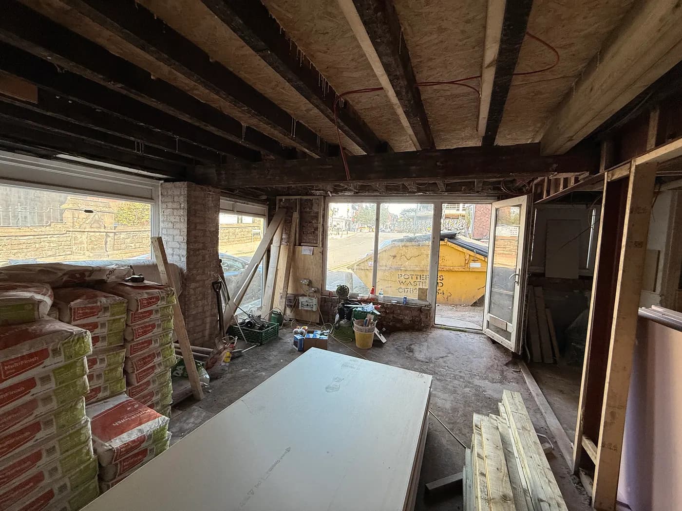 Mid-build · bathroom rough-in