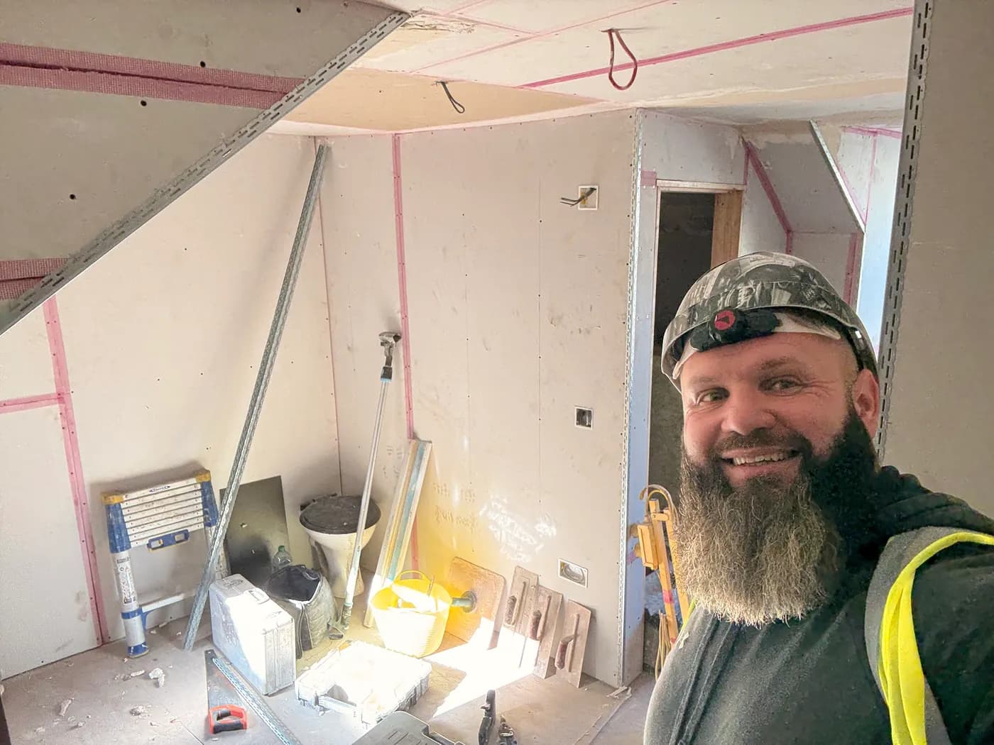 Mid-build · first fix plumbing