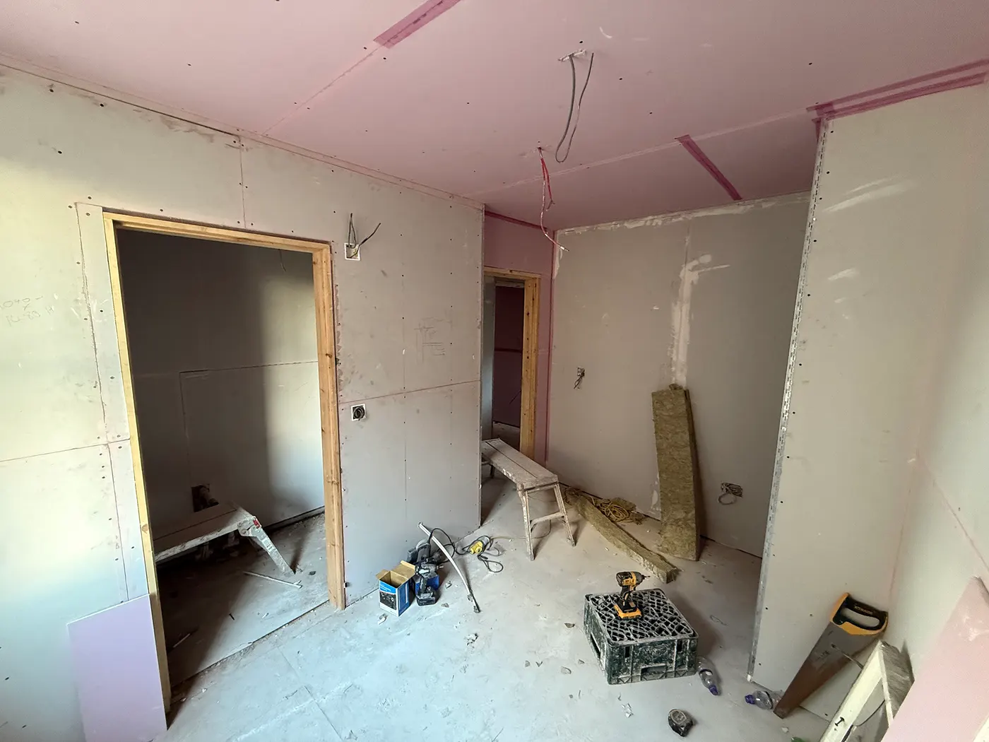 Mid-build · replastering