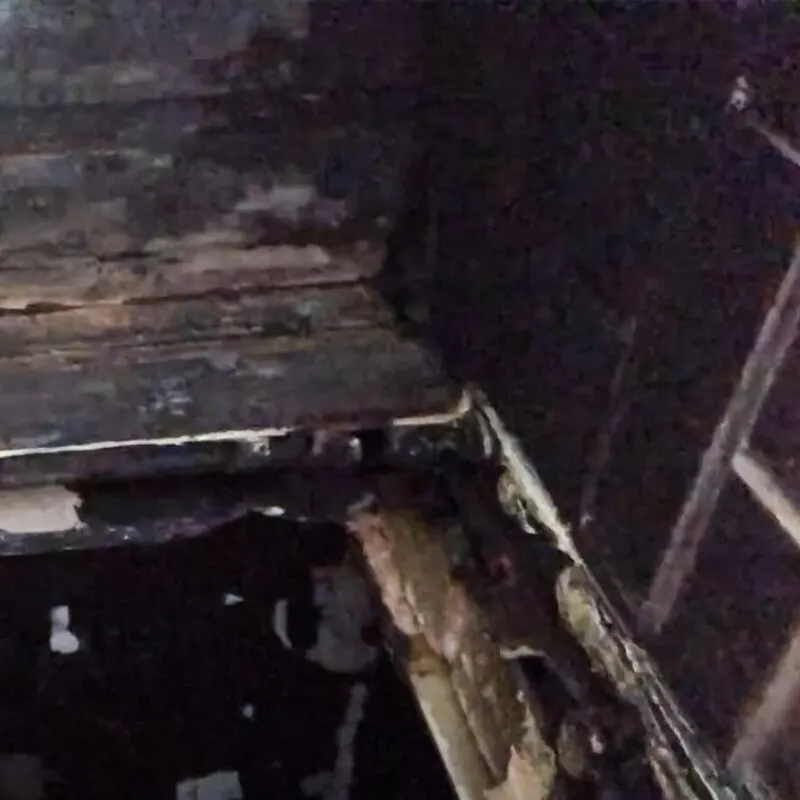 Fire damage visible the moment you walked into the bungalow