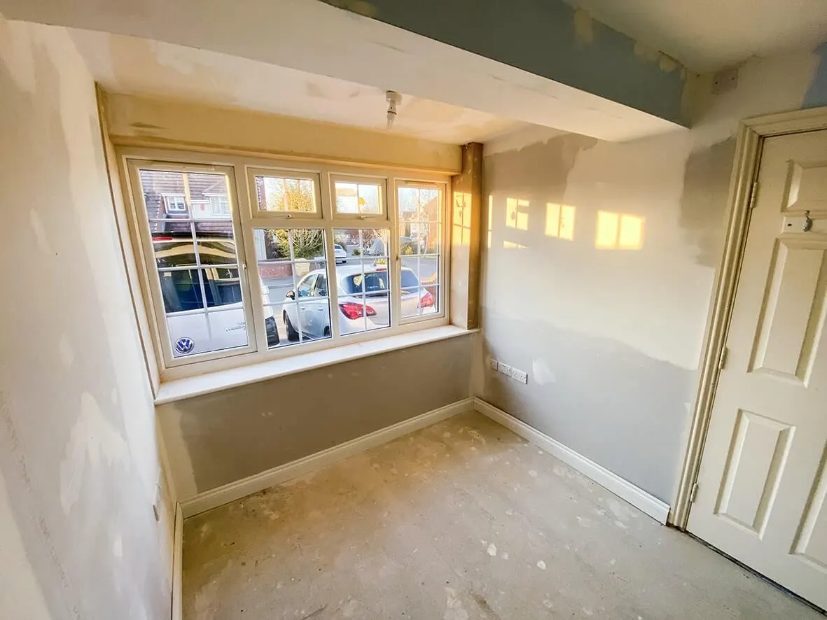 Mid-build · floating floor insulation