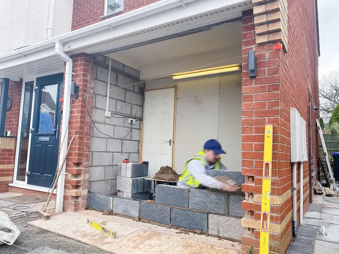 Mid-build · utility area framing