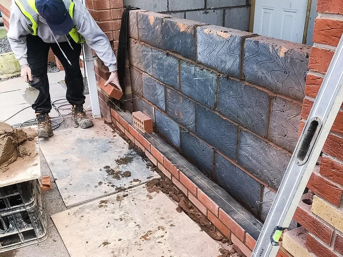 Mid-build · plaster going up