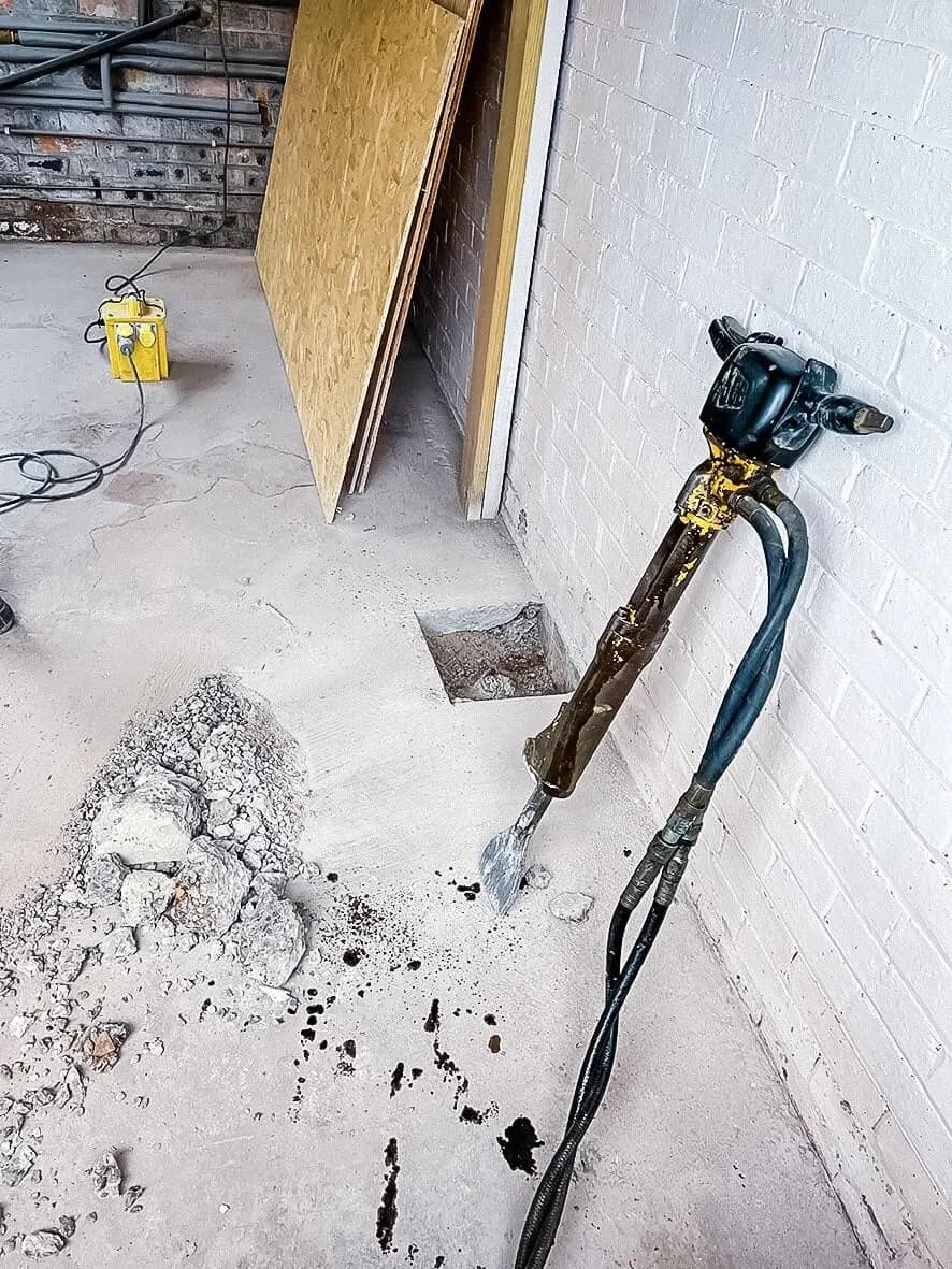 Mid-build · stud walls