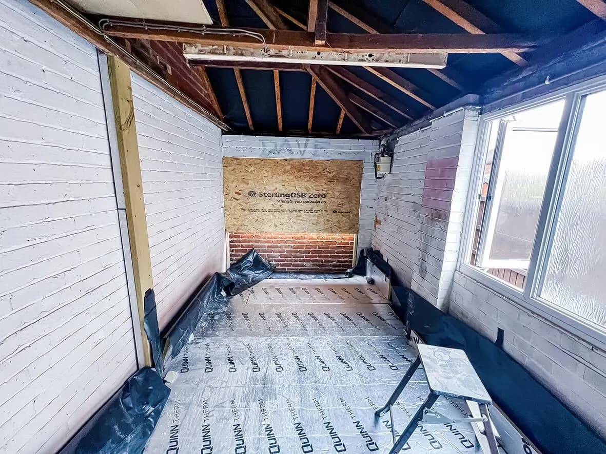 Mid-build · plasterboard going up