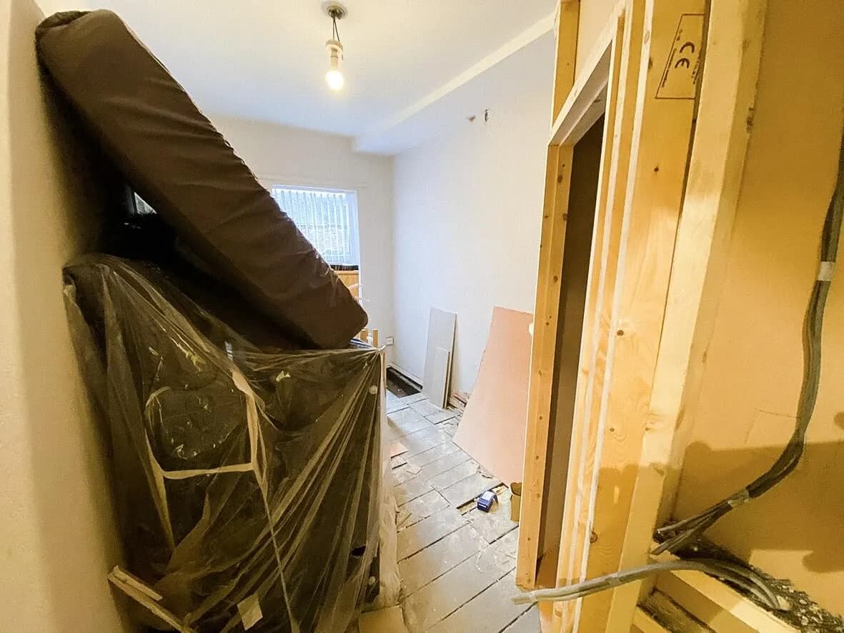 Mid-build · former bathroom re-fitting as en-suite