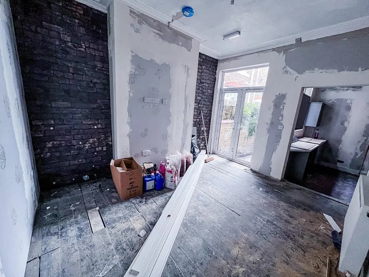 75% · kitchenette progressing