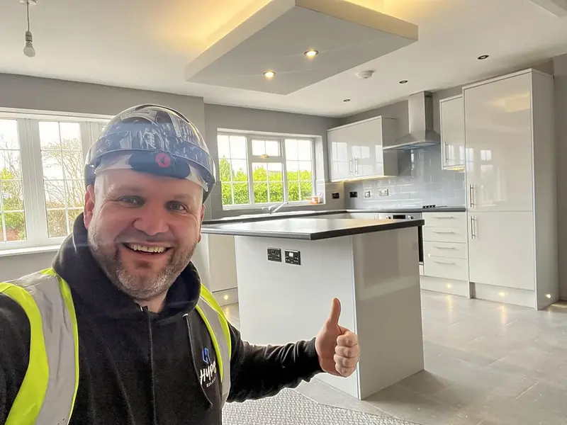 Bungalow flip in Stoke-on-Trent · open-plan kitchen-lounge transformation
