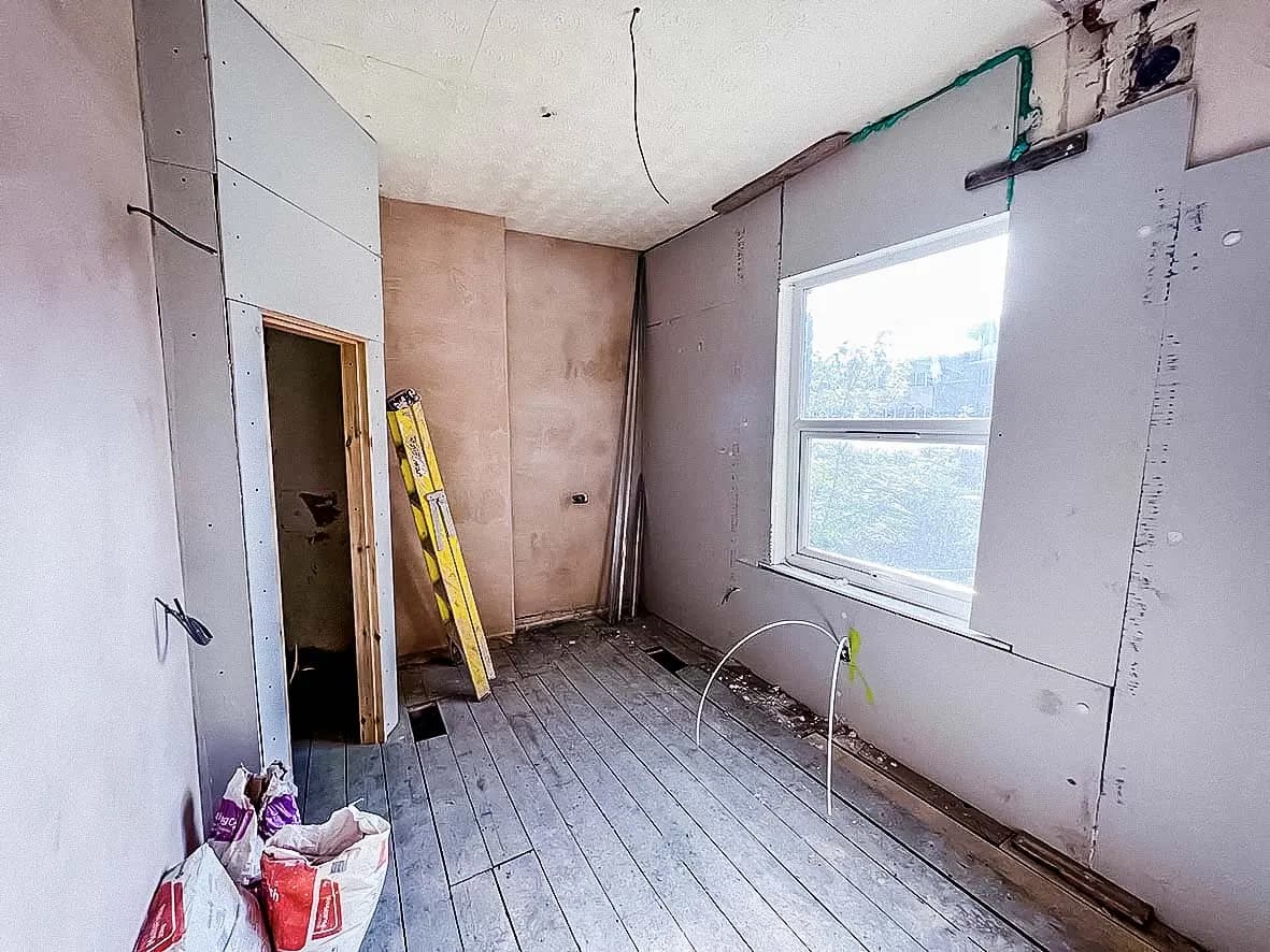 Mid-build · fire-rated doors hung