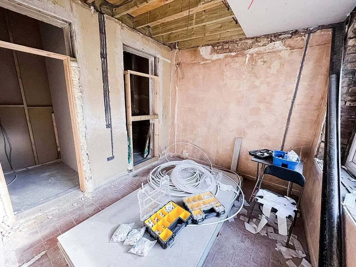 Mid-build · second bedroom finishing