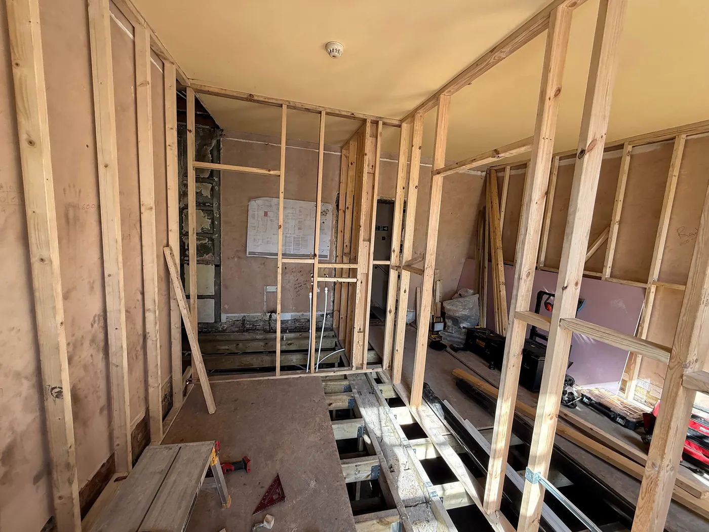 Mid-build · first fix plumbing