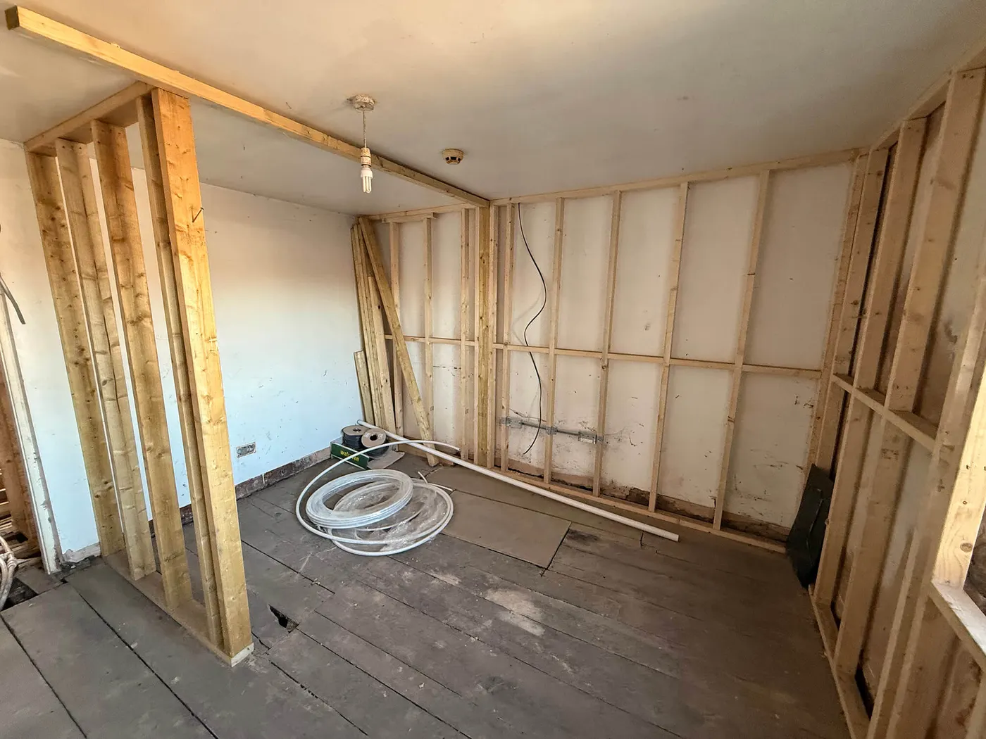 Mid-build · kitchen rough-in