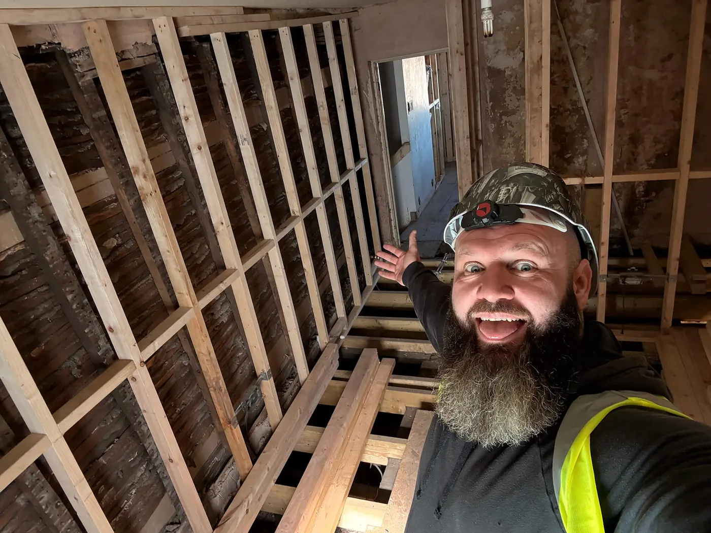 Mid-build · floor prep