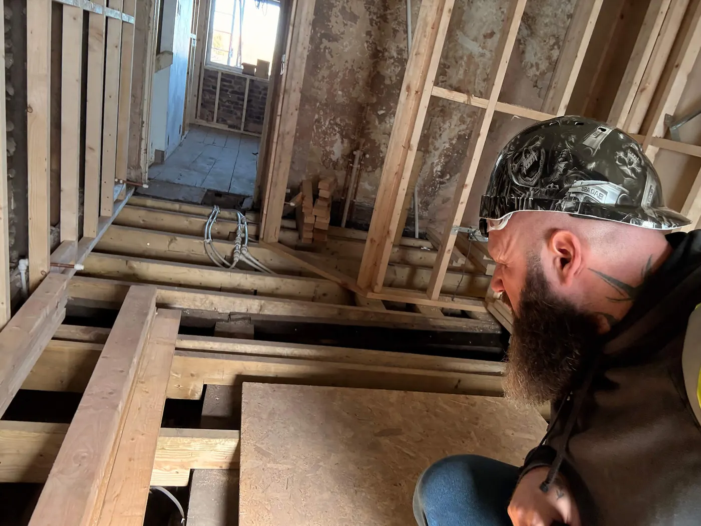 Mid-build · retained brickwork