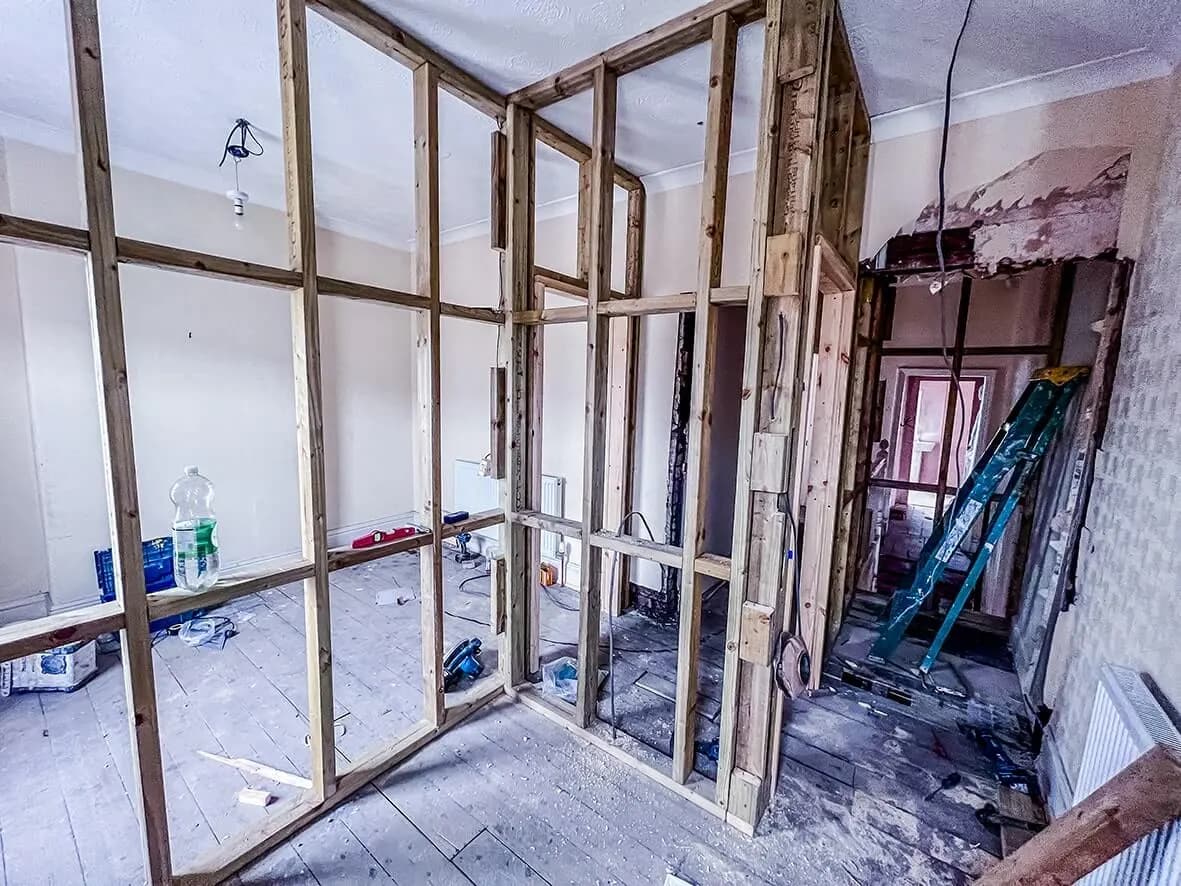 Mid-build · communal space progress