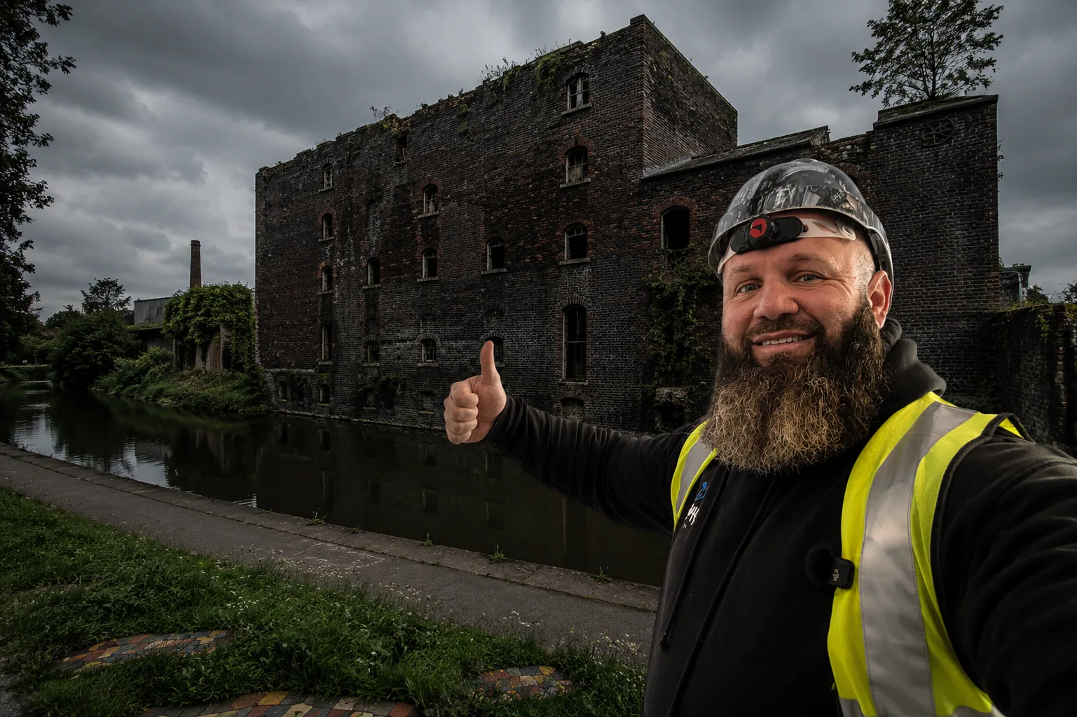 Big John, founder of HYPE Building, on site by the canal in Stoke-on-Trent